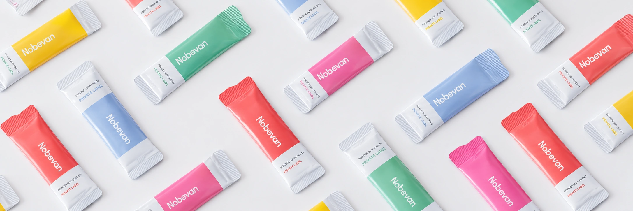 Colorful Nobevan powder supplement packets